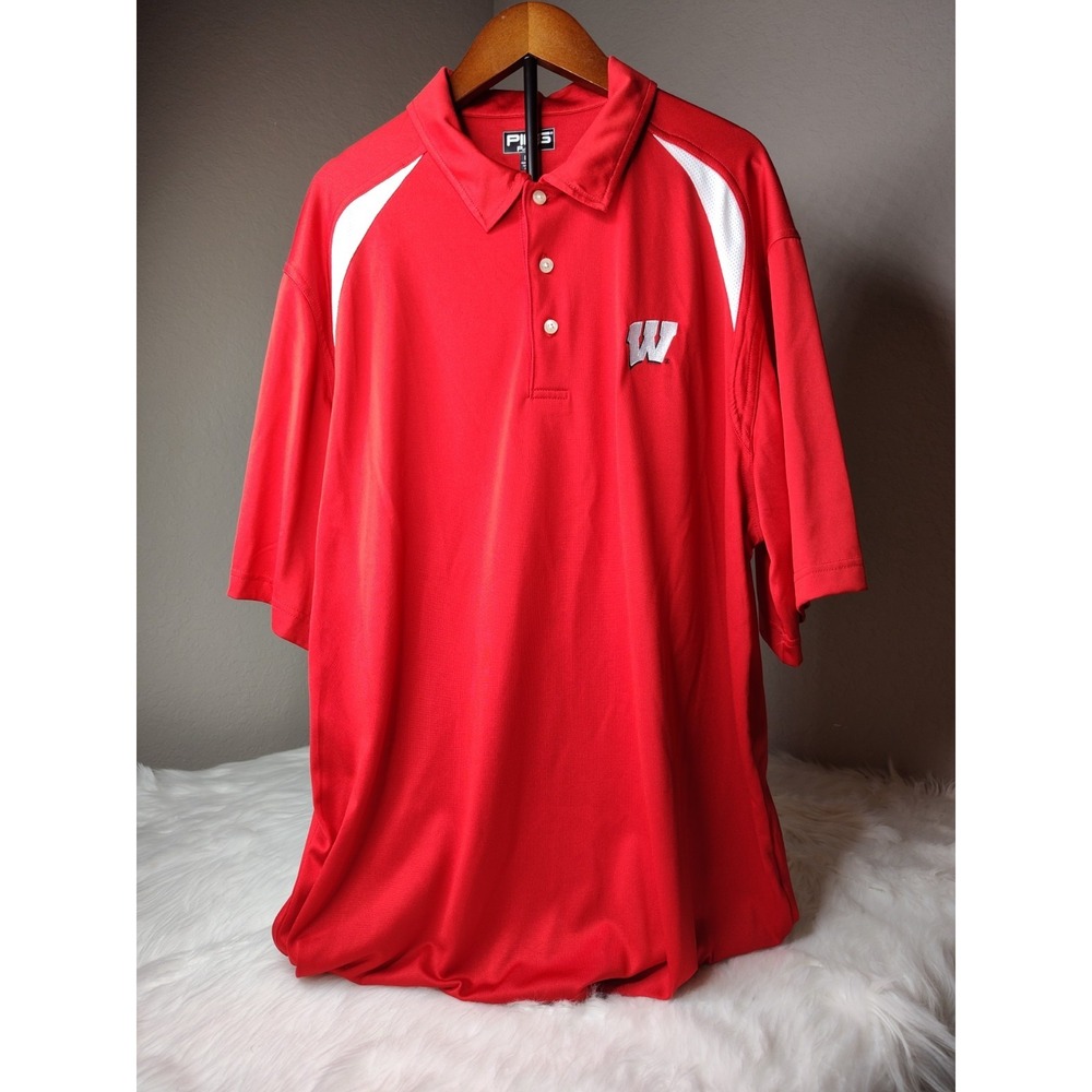 PING Polo Shirt Mens Large Red Wisconsin Badgers Performance Short Sleeve Golf